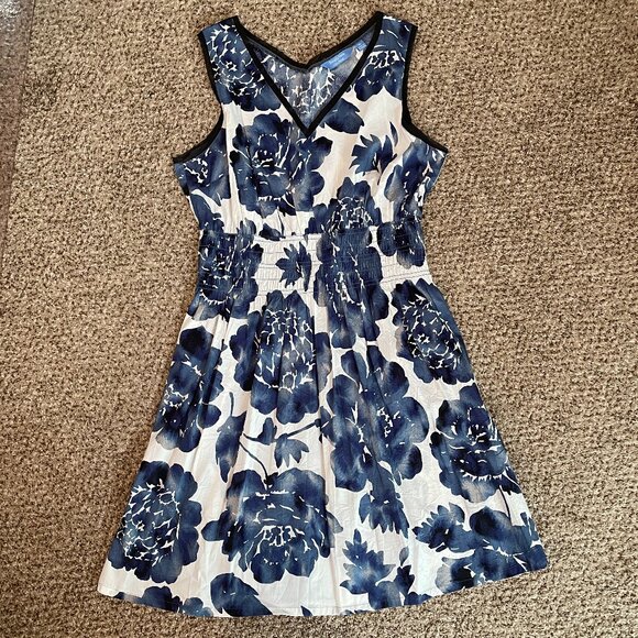 Size XL Simply Vera by Vera Wang blue white sleeveless dress - Picture 3 of 13